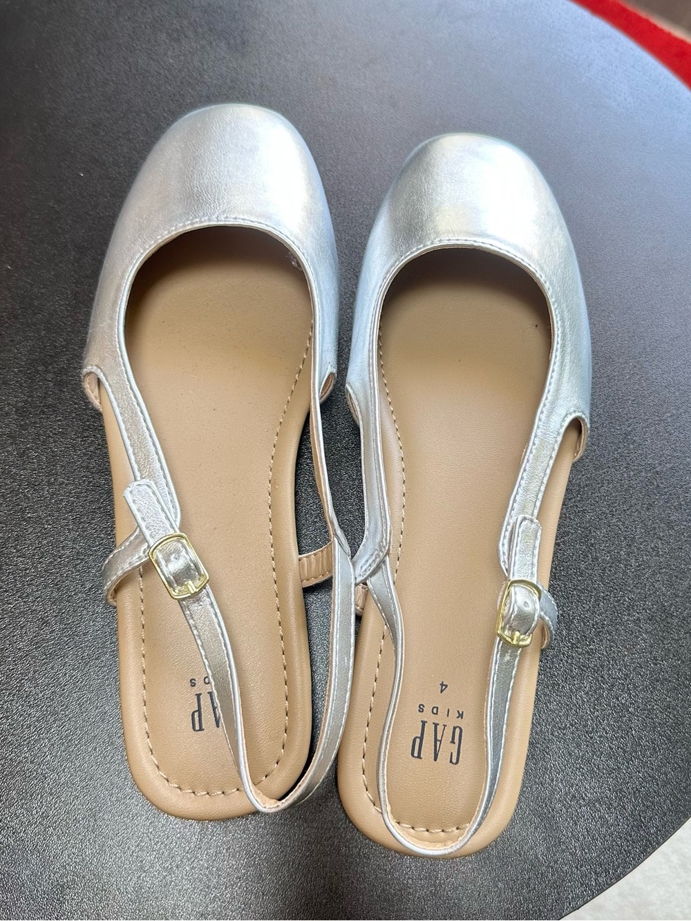 GAP Metallic Silver Slingback Ballet Flats for Kids